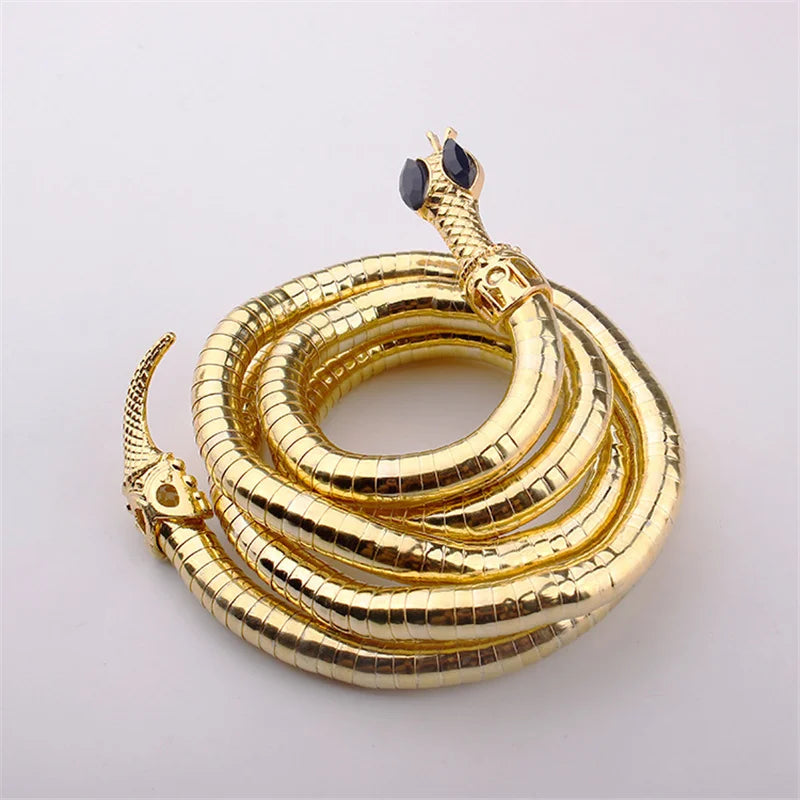 4 Colors 6mm 90cm Iron Flexible Twisted Jewelry Bendable Snake Head Pendants Necklaces Exaggerated Jewelry