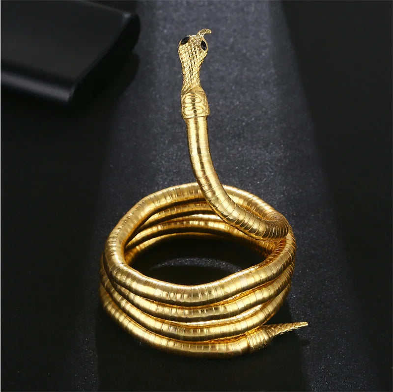 4 Colors 6mm 90cm Iron Flexible Twisted Jewelry Bendable Snake Head Pendants Necklaces Exaggerated Jewelry