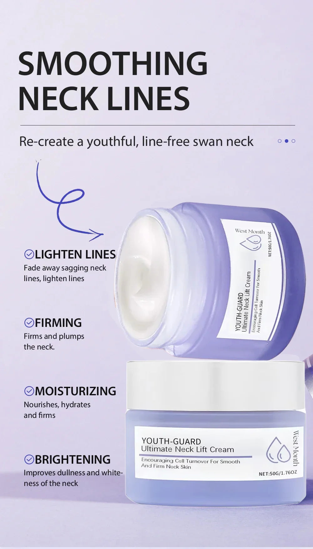 Tighten Lift Neck Cream Lightens Fine Lines Brightens Firms Nourishes Neck Cream Lightening Smoothing Moisturizer Neck Cream100%