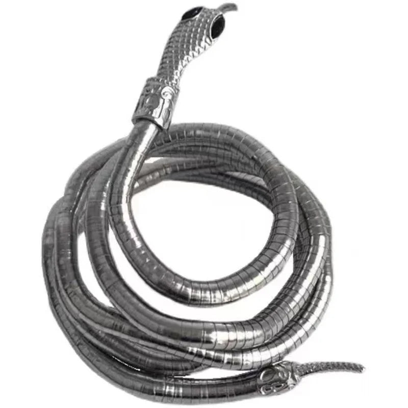 4 Colors 6mm 90cm Iron Flexible Twisted Jewelry Bendable Snake Head Pendants Necklaces Exaggerated Jewelry