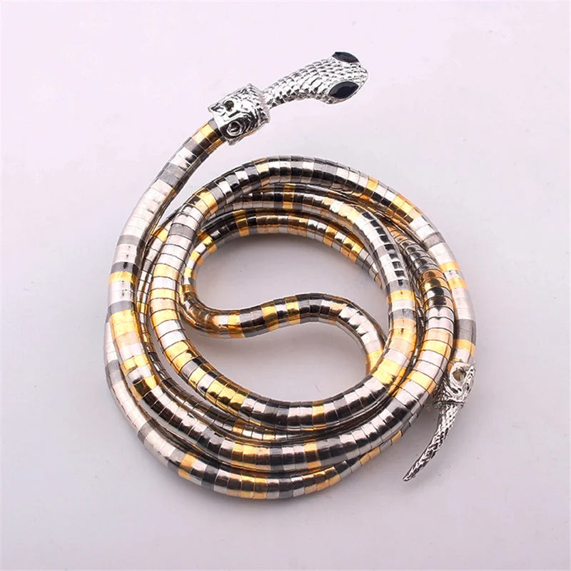 4 Colors 6mm 90cm Iron Flexible Twisted Jewelry Bendable Snake Head Pendants Necklaces Exaggerated Jewelry