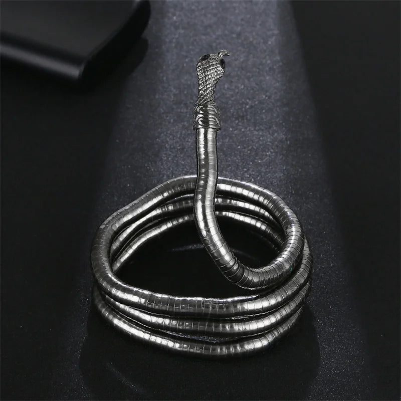 4 Colors 6mm 90cm Iron Flexible Twisted Jewelry Bendable Snake Head Pendants Necklaces Exaggerated Jewelry