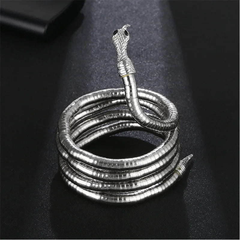 4 Colors 6mm 90cm Iron Flexible Twisted Jewelry Bendable Snake Head Pendants Necklaces Exaggerated Jewelry