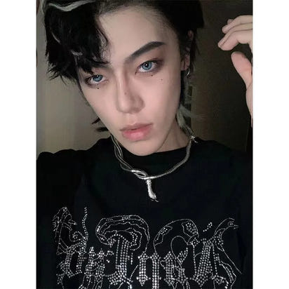 4 Colors 6mm 90cm Iron Flexible Twisted Jewelry Bendable Snake Head Pendants Necklaces Exaggerated Jewelry