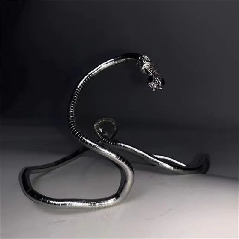 4 Colors 6mm 90cm Iron Flexible Twisted Jewelry Bendable Snake Head Pendants Necklaces Exaggerated Jewelry