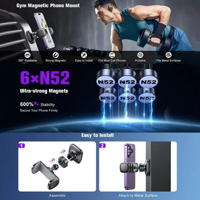 Gym Magnetic Phone Holder 360 Adjustable