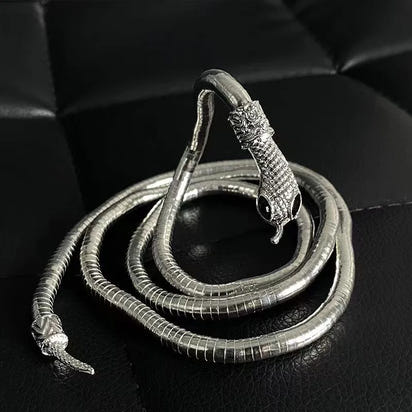 4 Colors 6mm 90cm Iron Flexible Twisted Jewelry Bendable Snake Head Pendants Necklaces Exaggerated Jewelry