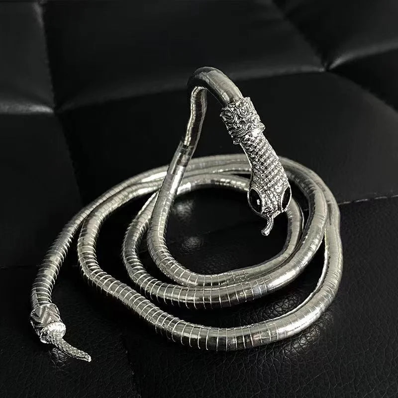 4 Colors 6mm 90cm Iron Flexible Twisted Jewelry Bendable Snake Head Pendants Necklaces Exaggerated Jewelry