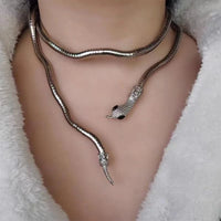 4 Colors 6mm 90cm Iron Flexible Twisted Jewelry Bendable Snake Head Pendants Necklaces Exaggerated Jewelry