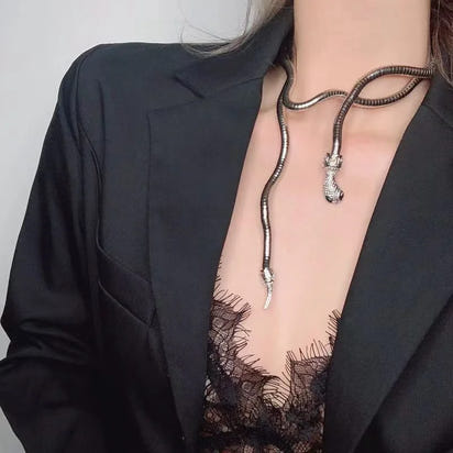 4 Colors 6mm 90cm Iron Flexible Twisted Jewelry Bendable Snake Head Pendants Necklaces Exaggerated Jewelry